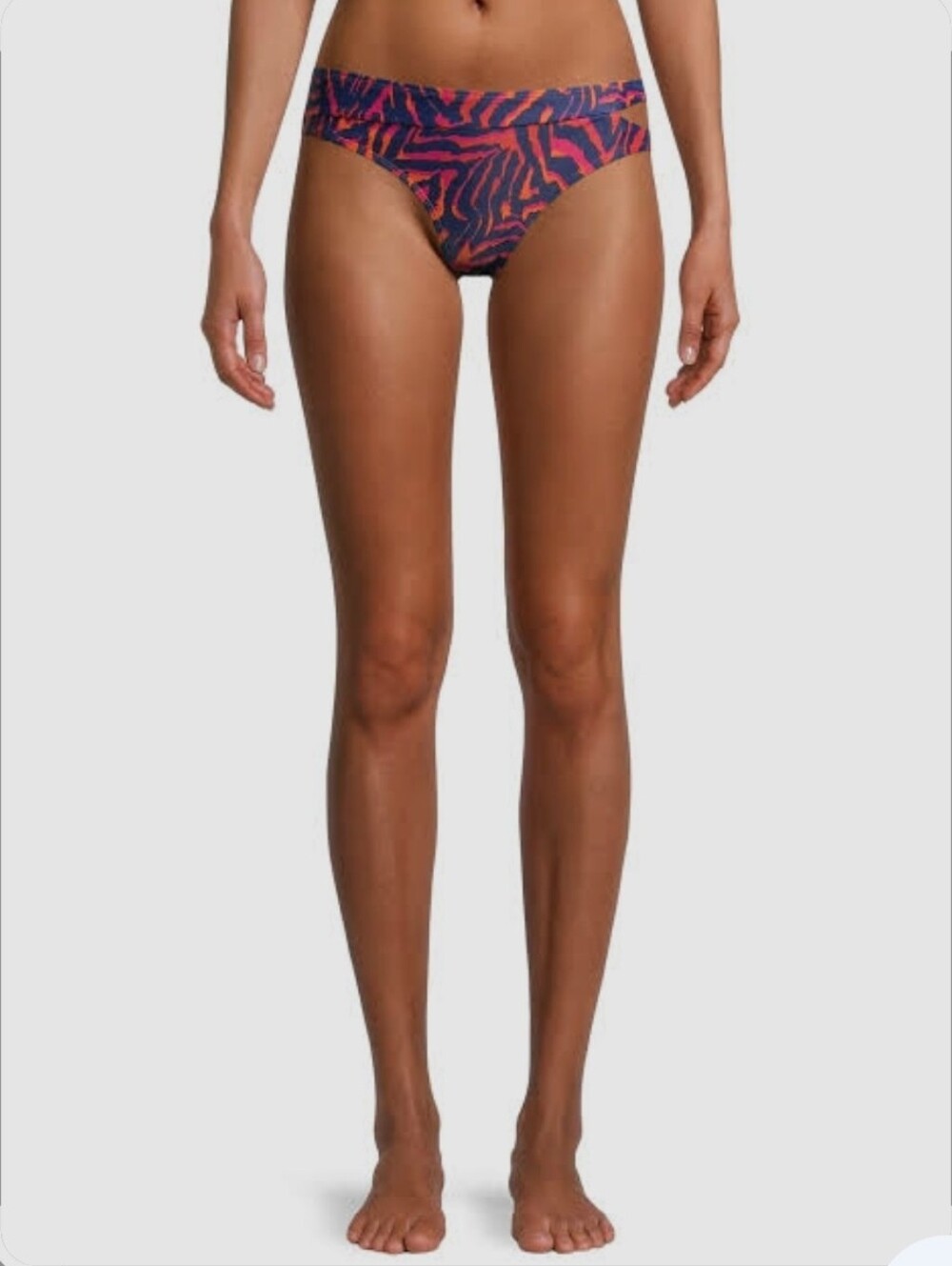 XOXO Womens Animal Print Side Tortoise Ring Bikini Bottom- Orange, Medium